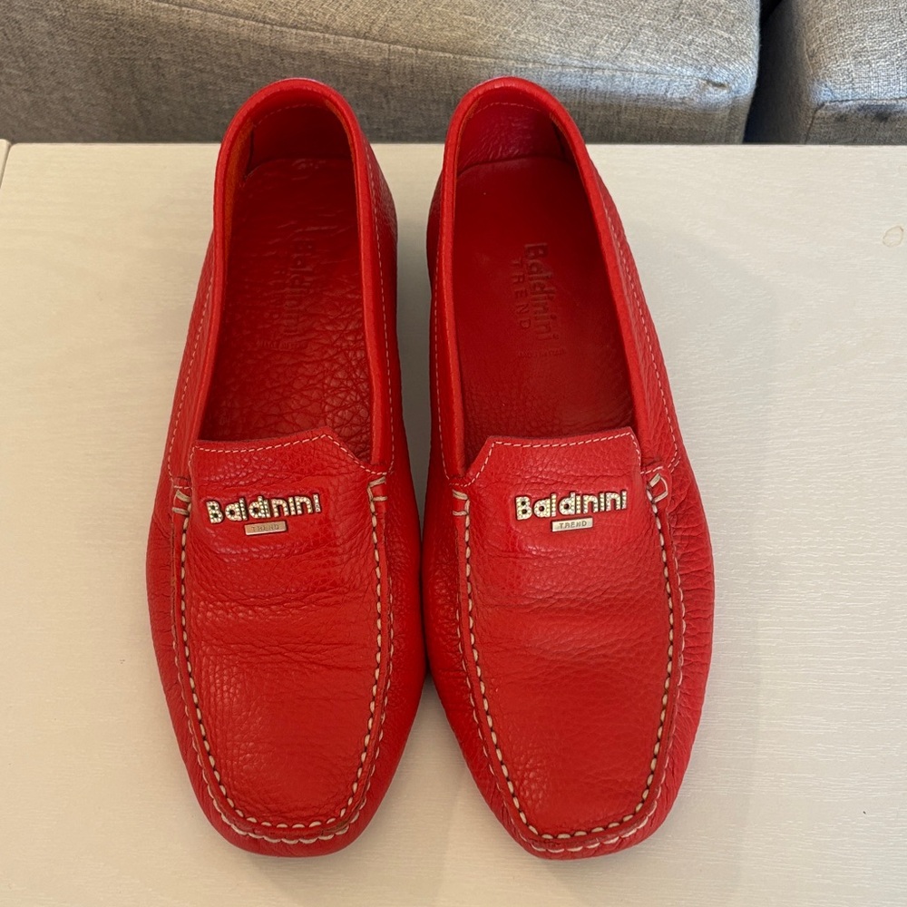Baldinini Men's Vibrant Red Slip-On Loafers